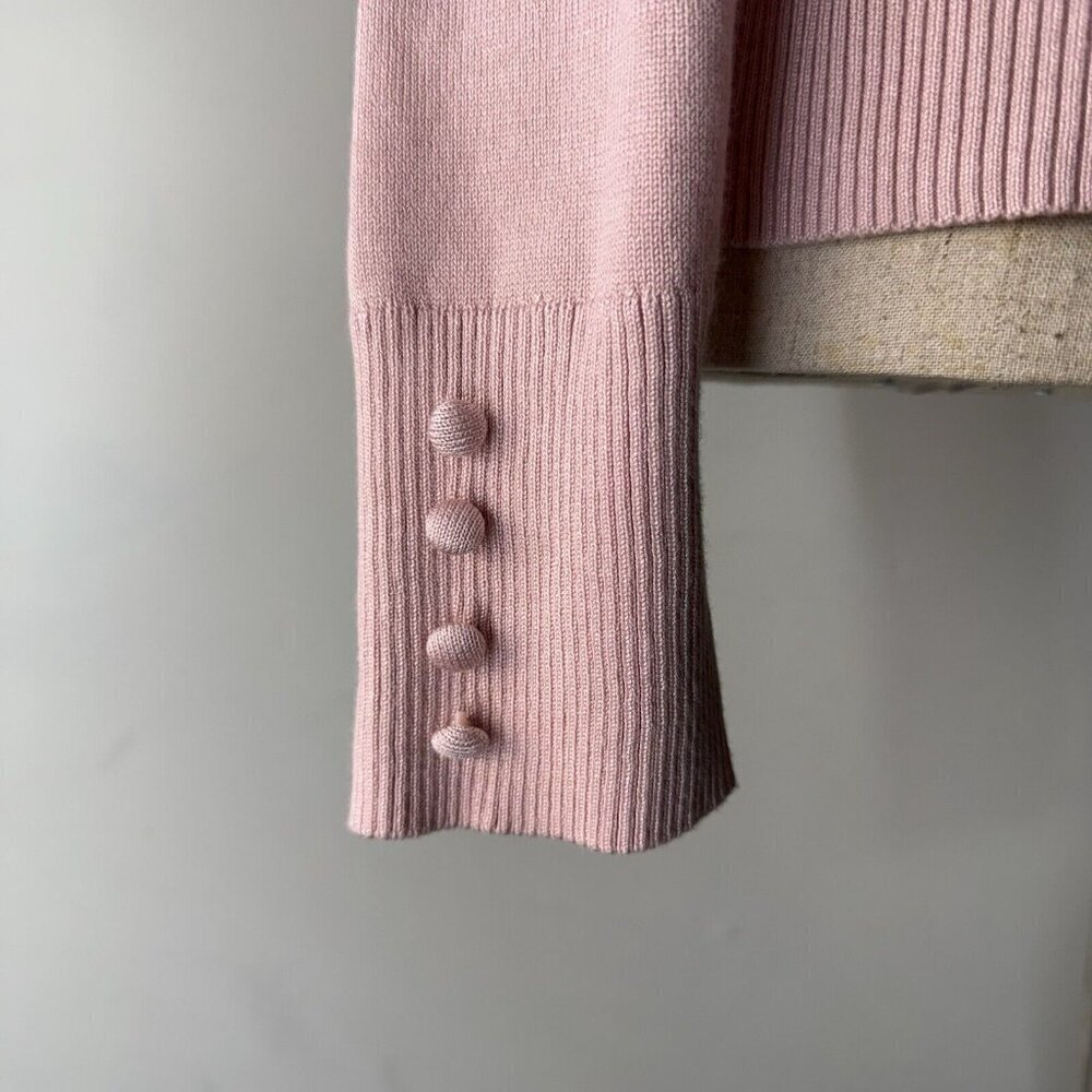 Cupio Pink Turtleneck Women’s Top Sz M Button Sleeves Comfy Soft - Picture 2 of 8